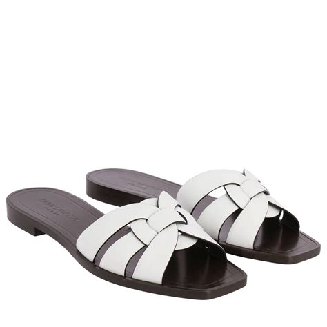 white ysl sandals|saint laurent bleach flat sandals.